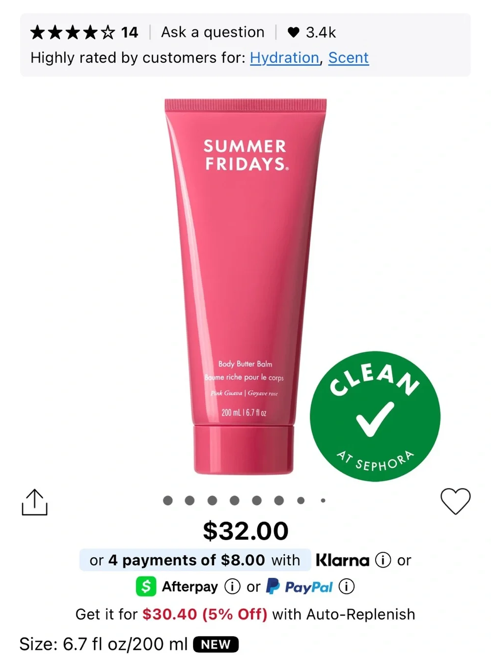 Summer Fridays Pink Guava Body Butter Balm - Bright Pink Packaging